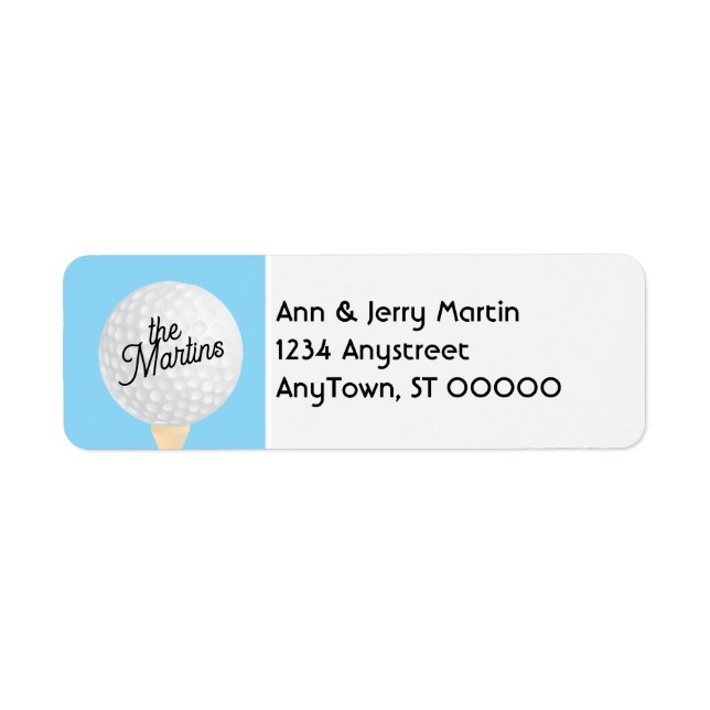  golfers return address golf ball blue and white  (Front)