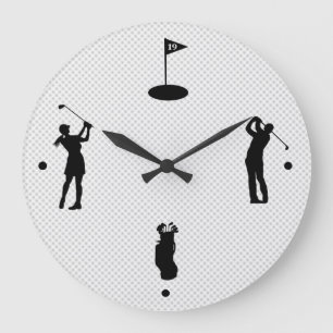 Golfers Silhouettes Wall Clock