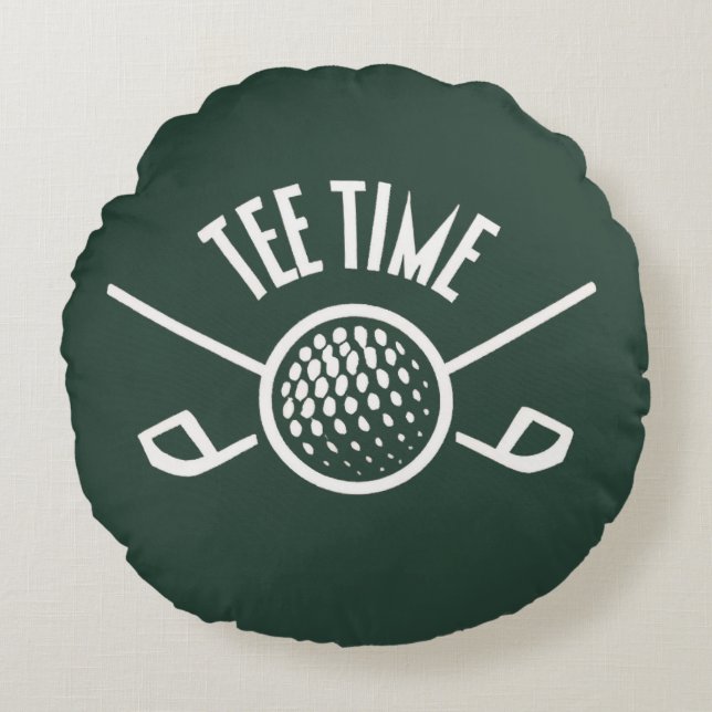 Golfers Tee Time Round Cushion (Front)