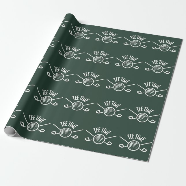 Golfers Tee Time Wrapping Paper (Unrolled)