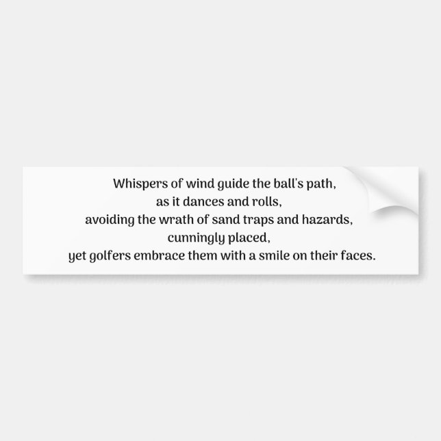 Golfer's thrill bumper sticker (Front)