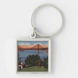 Golfers with Golden Gate Bridge in Background Key Ring