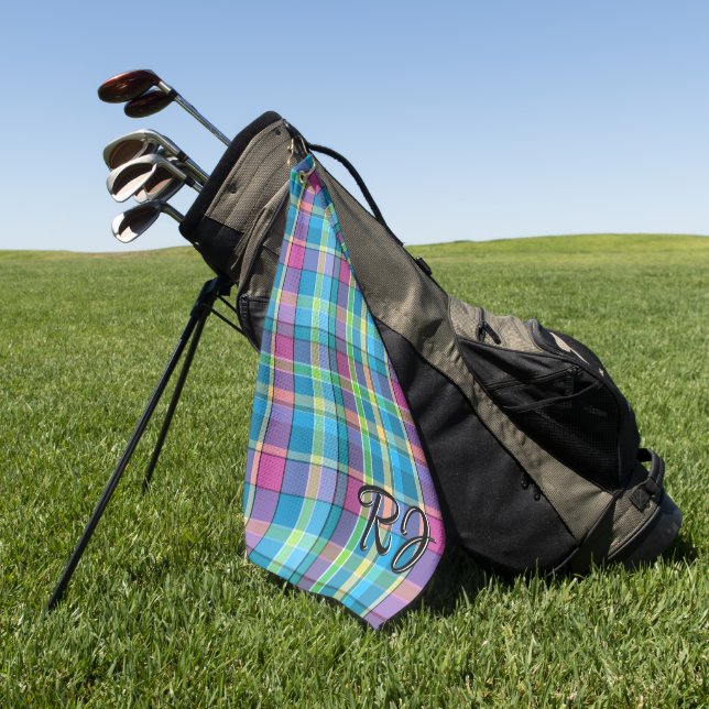 Golfing Accessory Handsome Plaid Personalised  Golf Towel (Green)