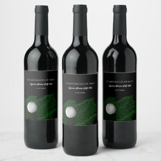 Golfing Bachelor party green golf ball golf course Wine Label