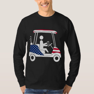 Golfing Beer Drinker USA American Flag Golf Cart G T-Shirt