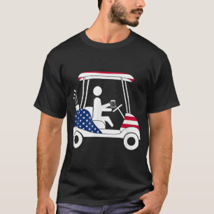 Golfing Beer Drinker USA American Flag Golf Cart G T-Shirt