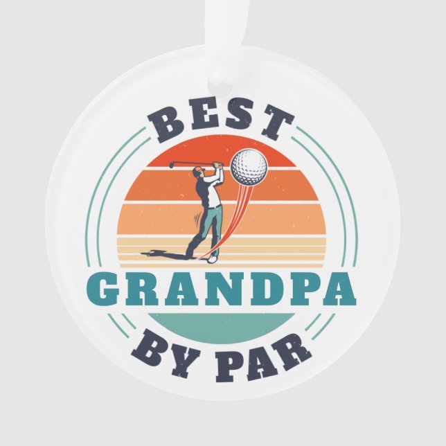 Golfing Best Grandpa By Par Custom Retro Christmas Ornament (Front)