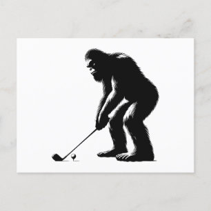 Golfing Bigfoot Holiday Postcard