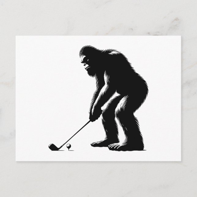 Golfing Bigfoot Holiday Postcard (Front)