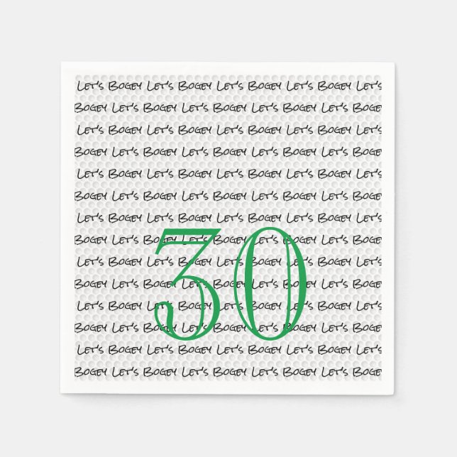 Golfing Birthday 30 LET'S BOGEY Fun Golf Ball  Napkin (Front)