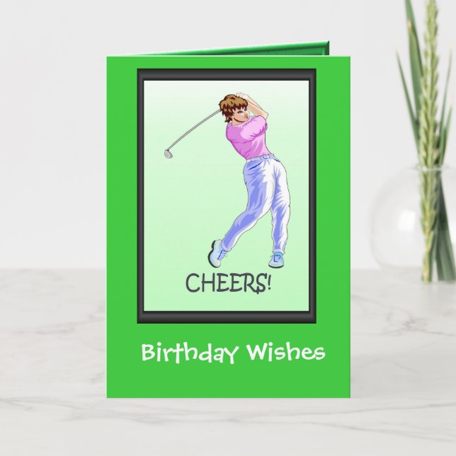 Golfing Birthday cards, Lady golfer Card (Front)