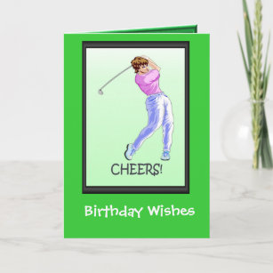 Golfing Birthday cards, Lady golfer Card