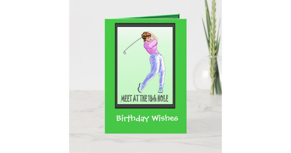 Golfing Birthday cards, Lady player Card Zazzle.co.uk