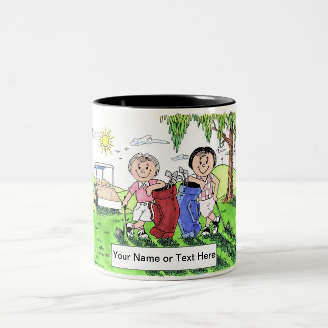 Golfing Buddies - Female & Female   Two-Tone Coffee Mug (Center)