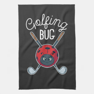 Golfing Bug Cute Outdoor Sports Golf Gag Novelty Tea Towel