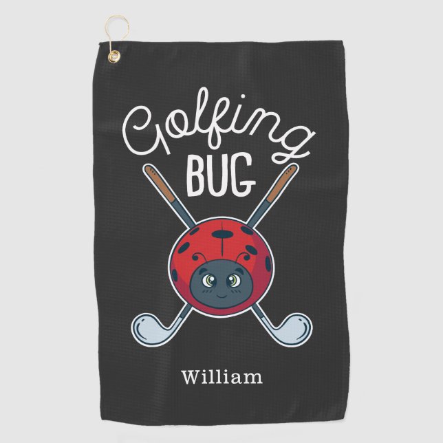 Golfing Bug Cute Outdoor Sports Golf Gag Novelty Towel (Front)