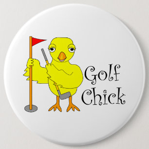 Golfing Chick Text 6 Cm Round Badge