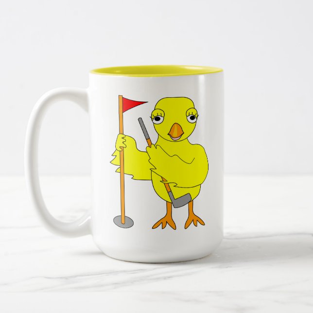 Golfing Chick Two-Tone Coffee Mug (Left)