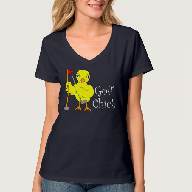 Golfing Chick White Text T-Shirt (Front)