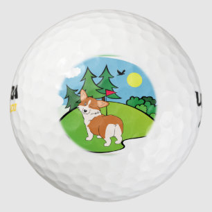 Golfing Corgi Butt Cartoon Golf Balls