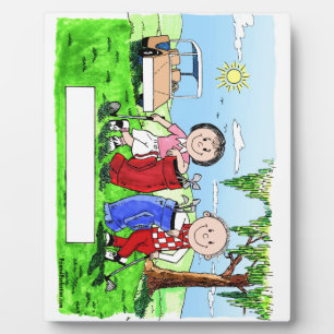 Golfing Couple - Personalised Cartoon Plaque