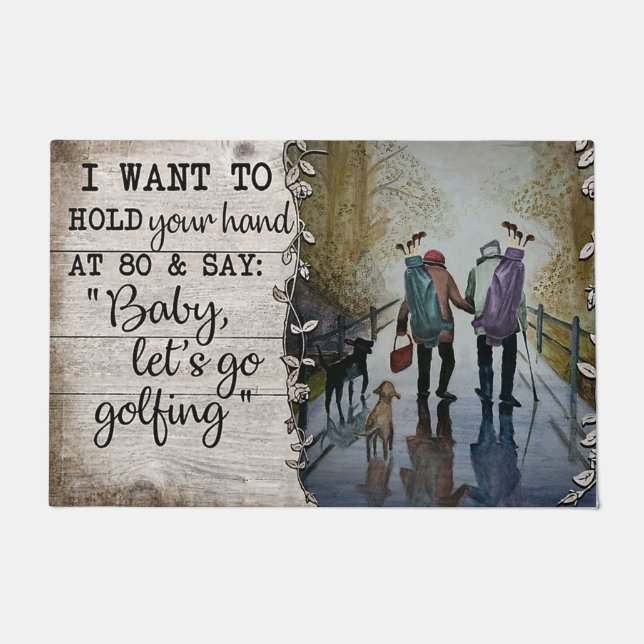 Golfing Couples Mat, Love Quotes About Golf Doormat (Front)