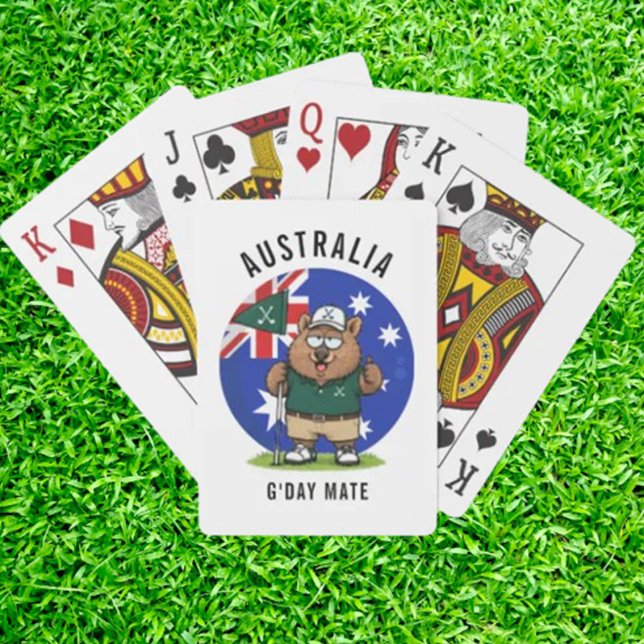 Golfing Dad Aussie Wombat Playing Cards (Every card turns a simple hand into a hilarious story, blending golf gags, dad jokes, )