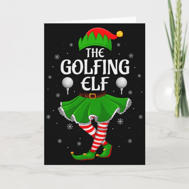 Golfing Elf Christmas Family Girls Women Elf Squad Card (Front)