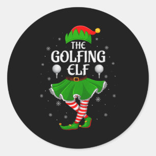 Golfing Elf Christmas Family Girls Women Elf Squad Classic Round Sticker