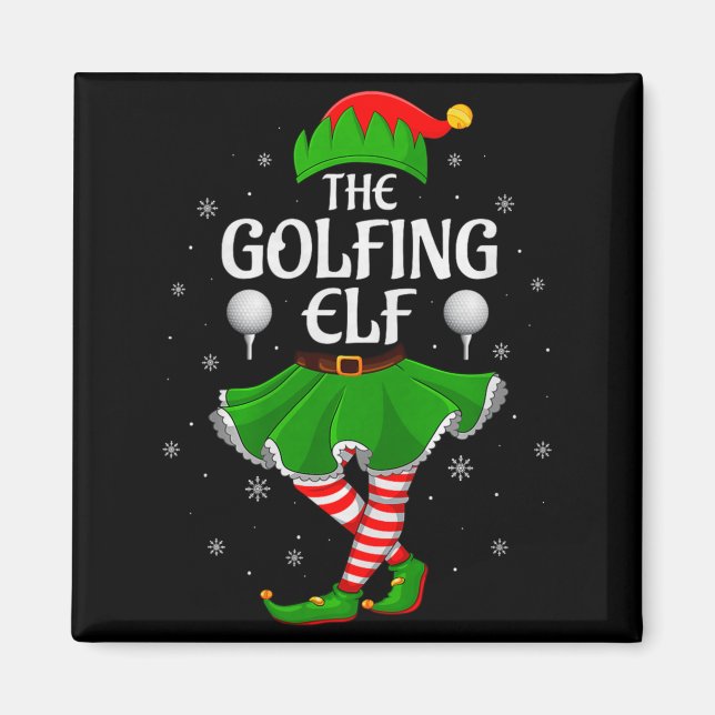 Golfing Elf Christmas Family Girls Women Elf Squad Magnet (Front)