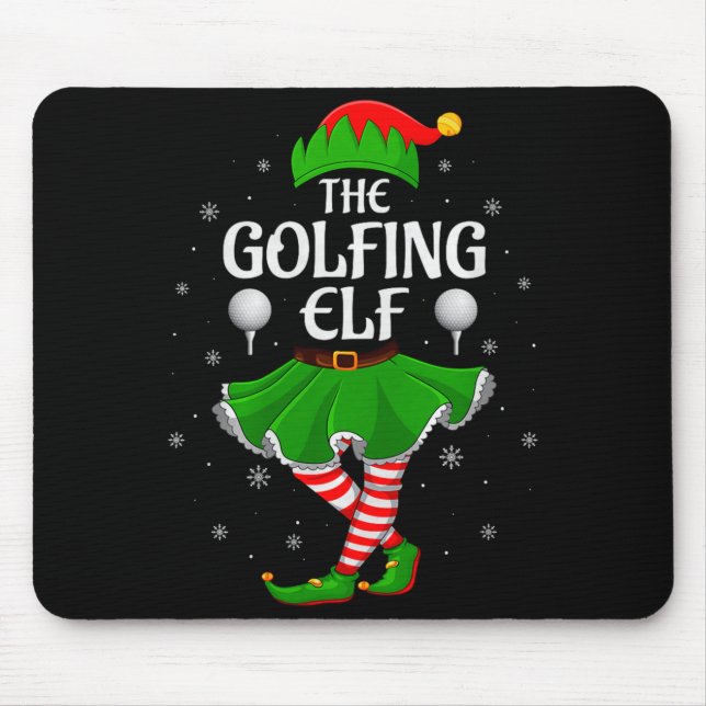 Golfing Elf Christmas Family Girls Women Elf Squad Mouse Mat (Front)