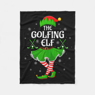 Golfing Elf Christmas Girls Women Elf Squad Xmas F Fleece Blanket