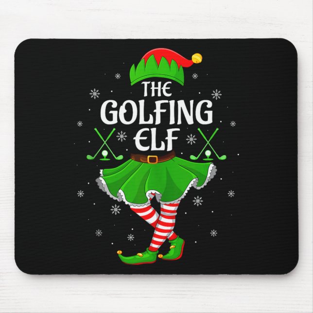 Golfing Elf Christmas Girls Women Elf Squad Xmas F Mouse Mat (Front)