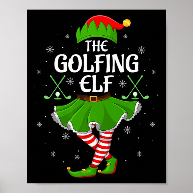 Golfing Elf Christmas Girls Women Elf Squad Xmas F Poster (Front)