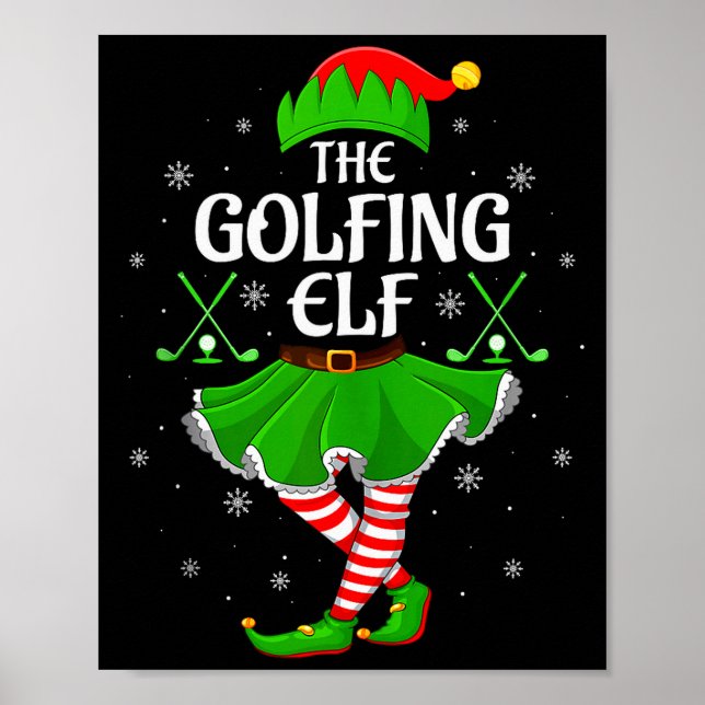 Golfing Elf Christmas Girls Women Elf Squad Xmas F Poster (Front)