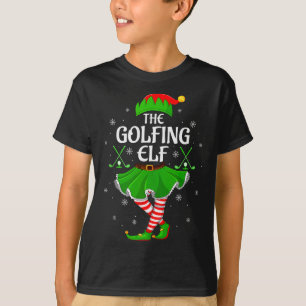 Golfing Elf Christmas Girls Women Elf Squad Xmas F T-Shirt