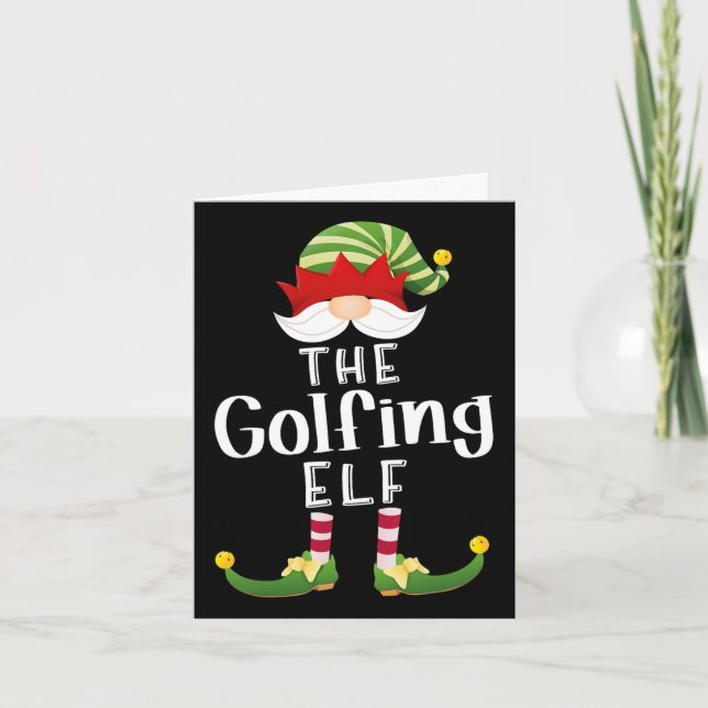 Golfing Elf Group Christmas Funny Pajama Party  Card (Front)