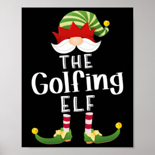 Golfing Elf Group Christmas Funny Pajama Party Poster