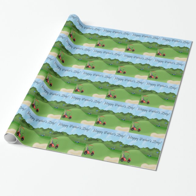 Golfing Father's Day Wrapping Paper (Unrolled)