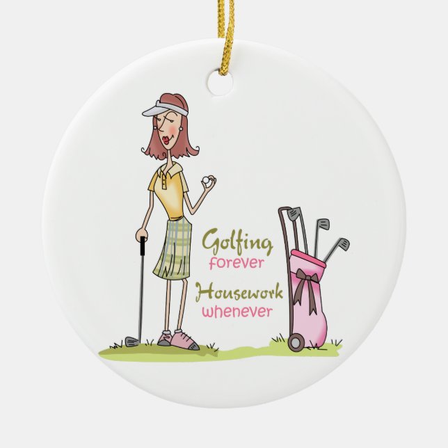 Golfing Forever Ceramic Tree Decoration (Front)