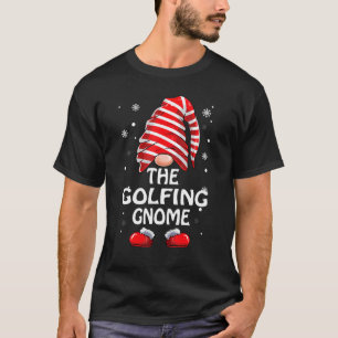Golfing Gnome Buffalo Plaid Christmas Matching Fam T-Shirt