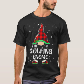 Golfing Gnome Buffalo Plaid Matching Family T-Shirt