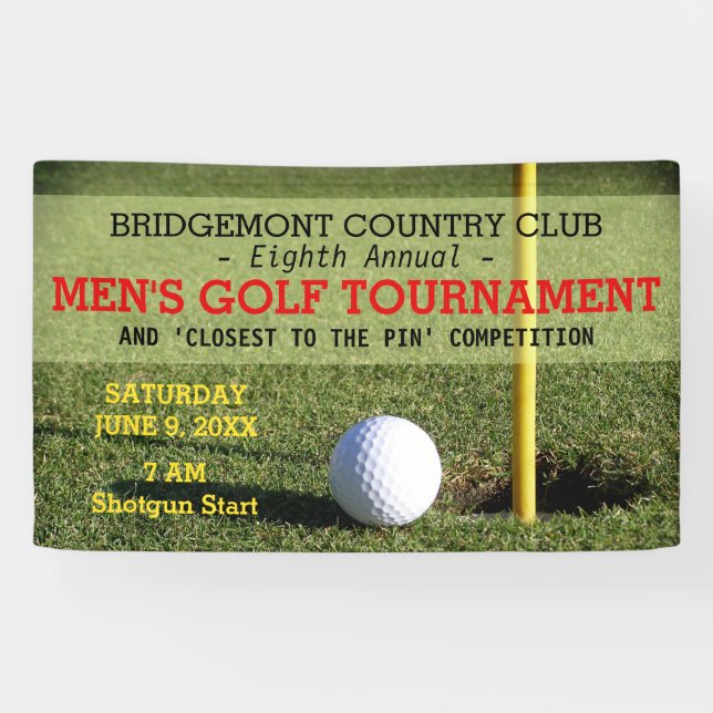 Golfing Golf Ball and Hole with Pin Banner (Horizontal)