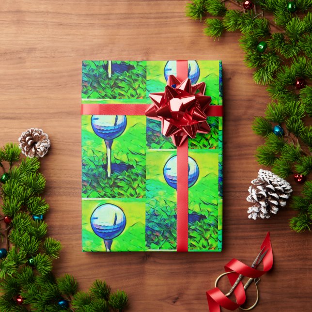 Golfing Golf Ball Wrapping Paper (Holiday Gift)