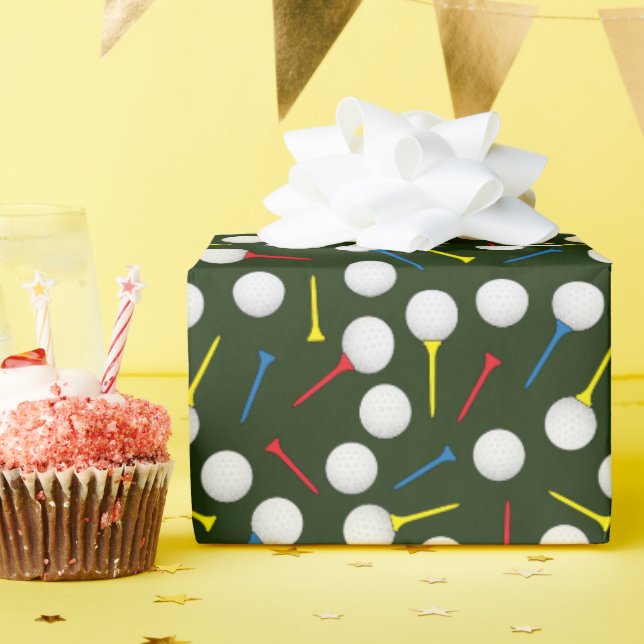 Golfing Golf Balls and Tees Golfer Wrapping Paper (Birthday Party)