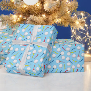 Golfing Golf Balls and Tees Golfer Wrapping Paper