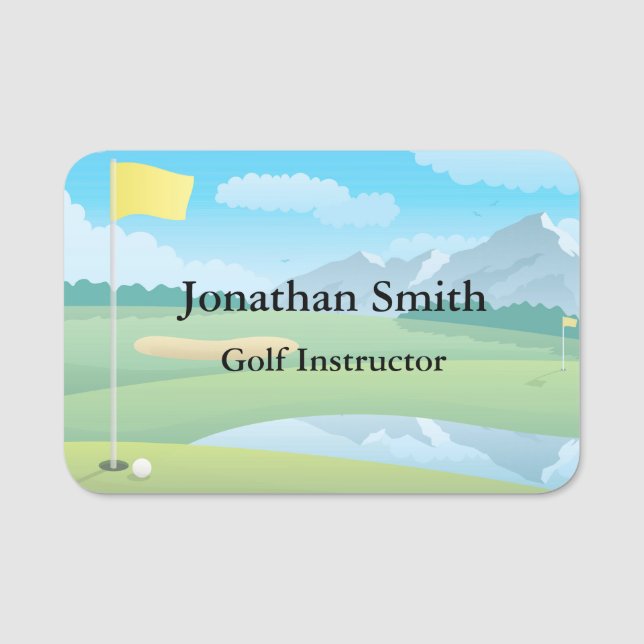 Golfing Golf Course Design Name Tag (Front)