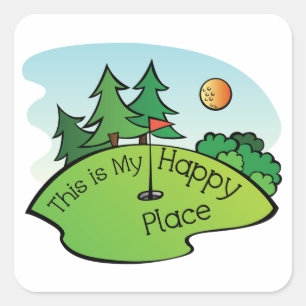 Golfing Golf Course Hole Happy Place Square Sticker