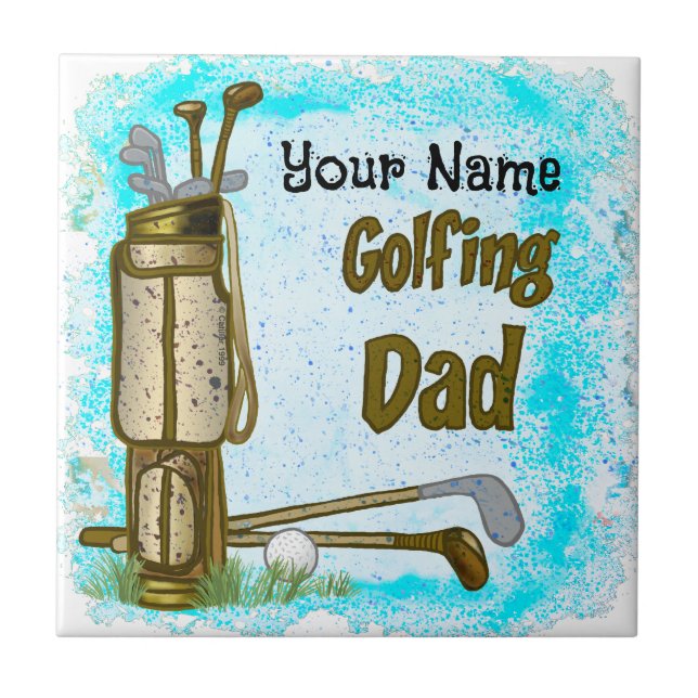 Golfing Golf Dad   Tile (Front)