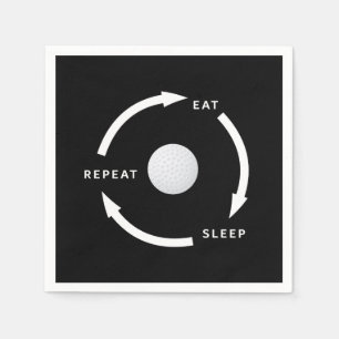 Golfing Golf Eat Sleep Repeat Sports Fan Saying Napkin